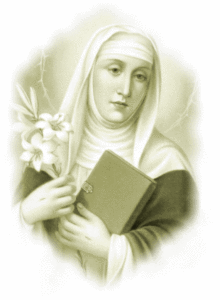 A beautiful illustration of St Catherine, Saint Bridget's daughter.
