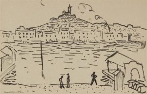 Impressionist illustration from the north side of the bay at tha Basilica