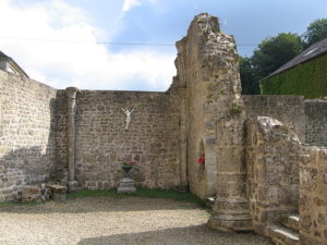 Ruins of columns at the abbey inspired by Ermesinde's apparition of the Virgin Mary