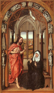 A traditional painting of The Resurrected Christ with the Virgin Mary