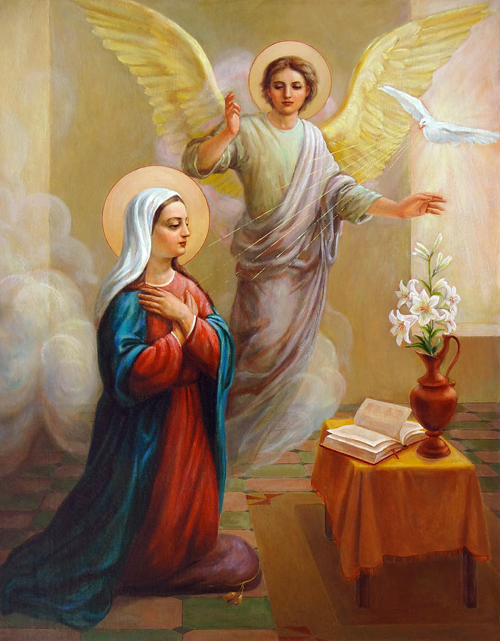 Contemporary color illustration of the Annunciation