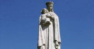 Our Lady of Penrhys stone statue on the site today