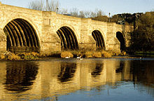 Photo of bridge currently where original 7 arch bridge over river Dee in Aberdeen, Scotland