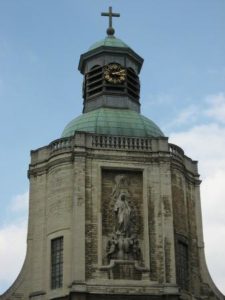 Photo of the Tower of the church where the statue is today called Notra Dame du Finistere (near Brussels)