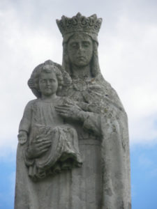 Our Lady of Penrhys statue close up holding Jesus