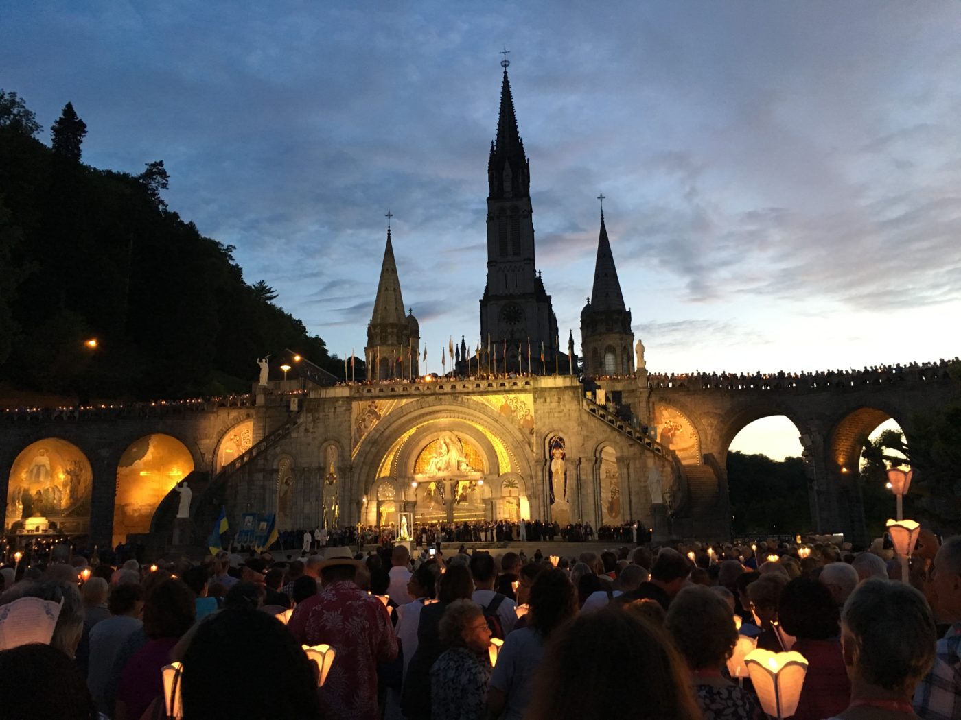 photo of the Candlelight vigil at Lourdes.