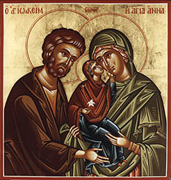 Icon of Joachim and Anna with the Baby Mary