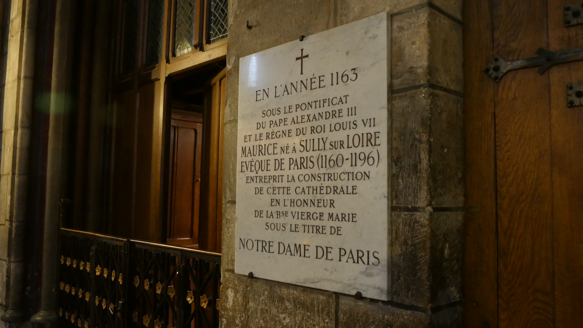 Photo of Stone Plaque of date Notre-Dame De Paris began 1163