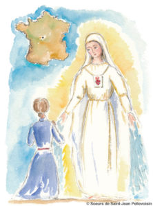 Drawing of Our Lady of Pellevoisin's 11 apparition to Estelle (from official website)