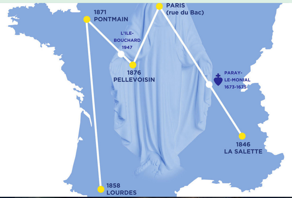 Graphic of Apparition sites making up the M
