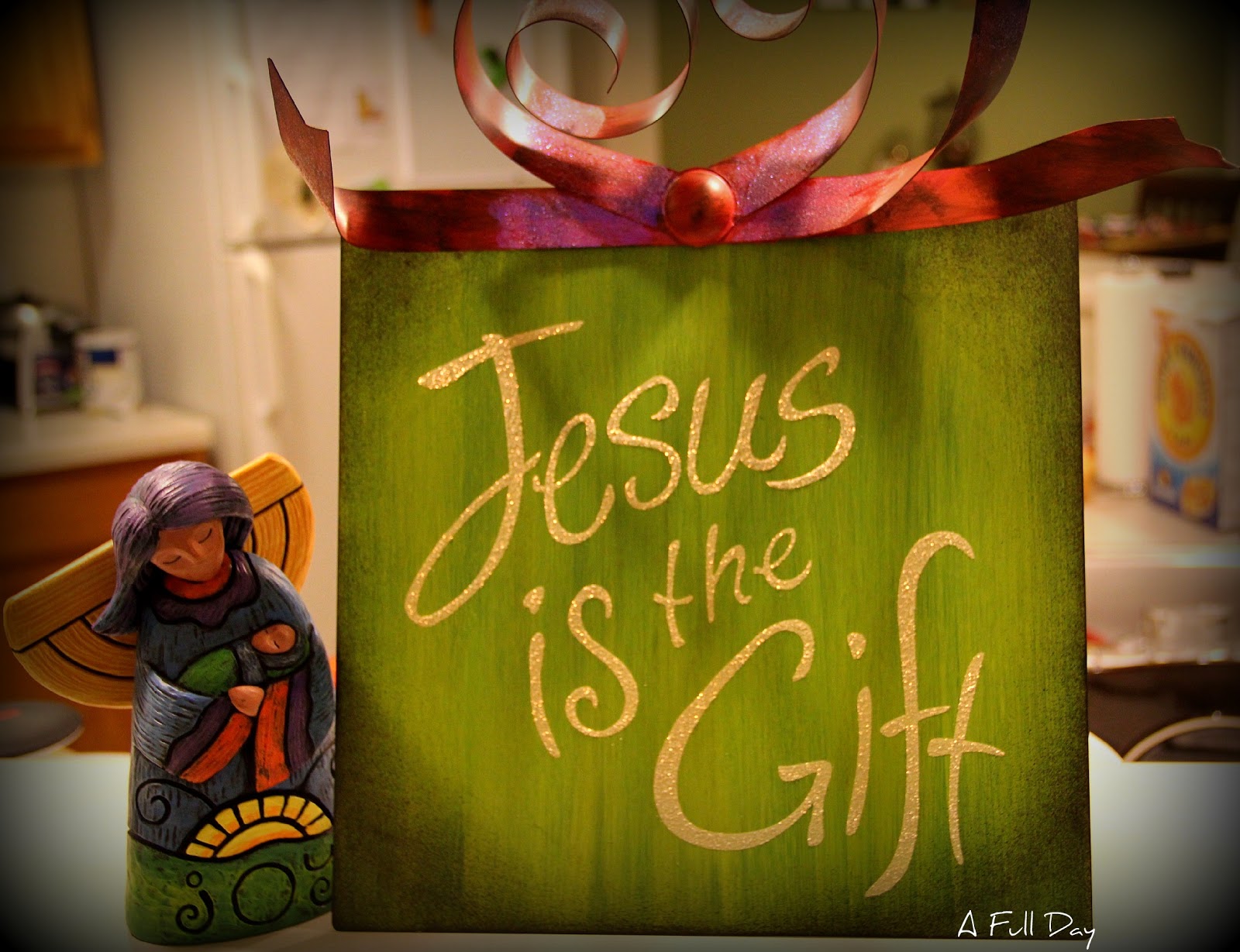 Gift package with the words 'Jesus is the Gift' writtn on it.