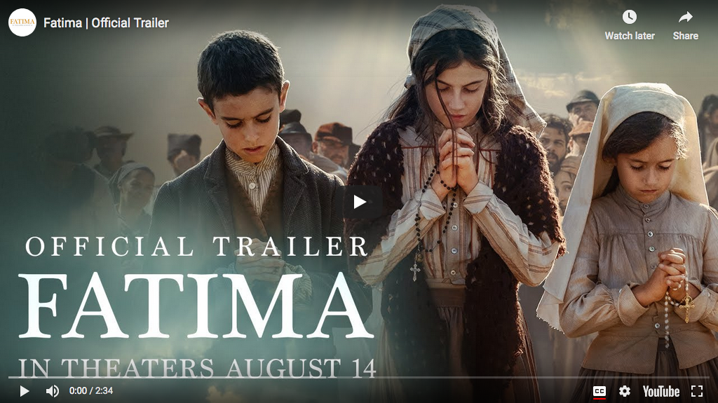 Photo from the official trailer of the movie 'Fatima' show the three little seers in prayer