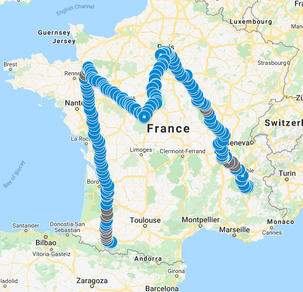 Goole map of M de Marie route closer