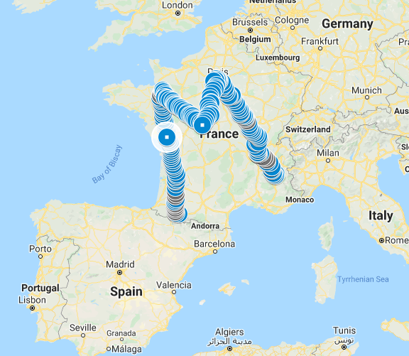 Google map of The 2020 M crossing France