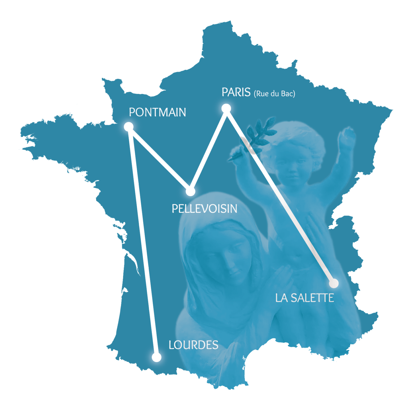 Nice M de Marie graphic map for the 2020 Procession of Mary in France