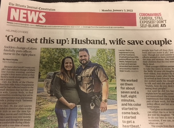 Newspaper clipping about couple who save 2 lives