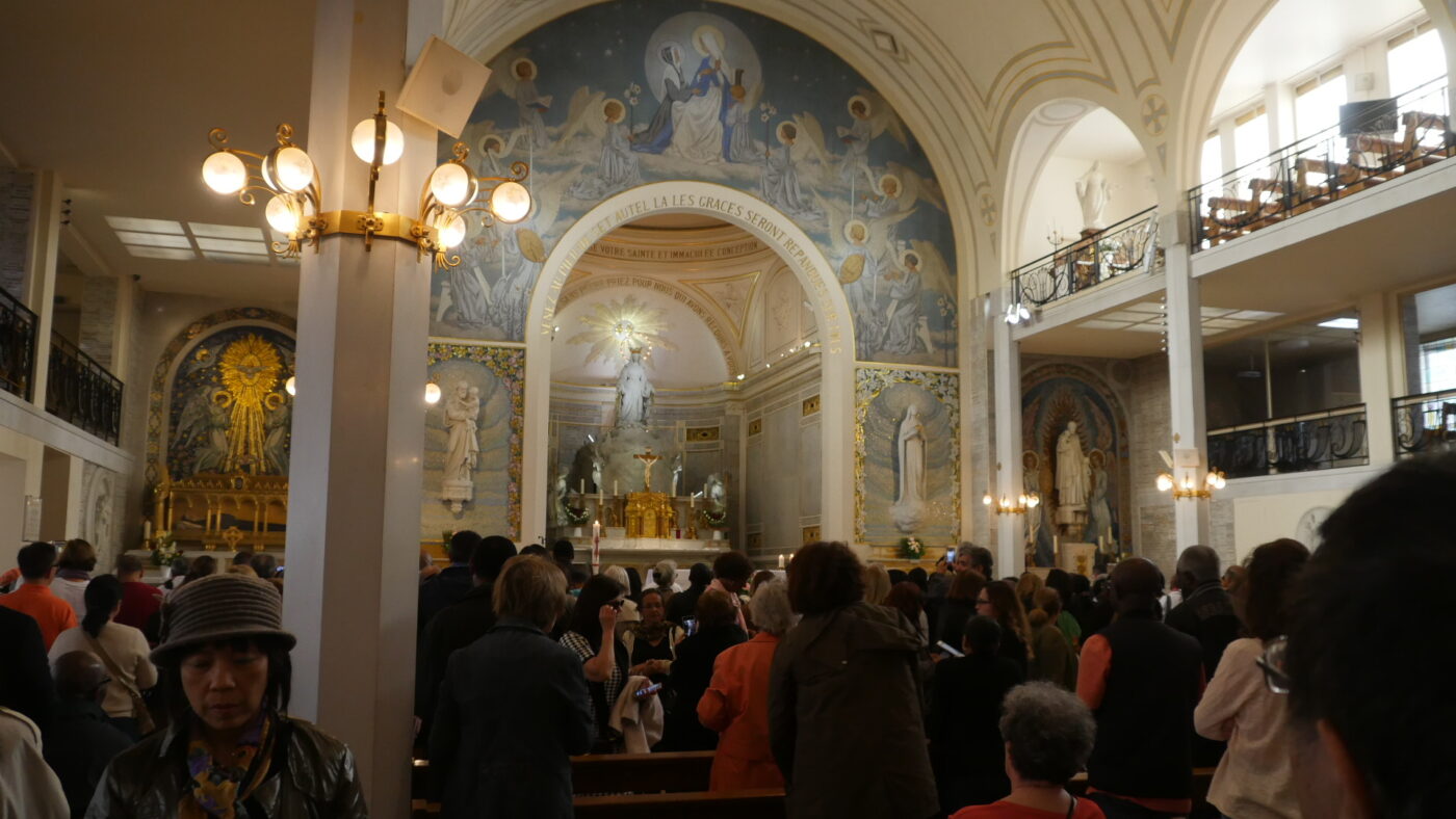 Interior of the Chapel at Rue de Bac in Paris, where Catherine Labouré met the Virgin Mary in an apparition and was told to create the "Miraculous Metal" in 1830.